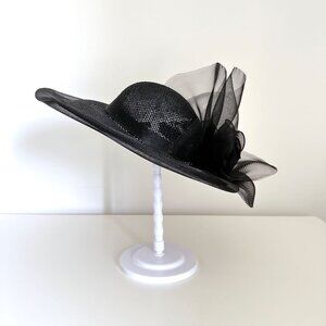 VINTAGE SONNI SAN FRANCISCO LADIES FASCINATOR HAT BLACK MADE IN USA